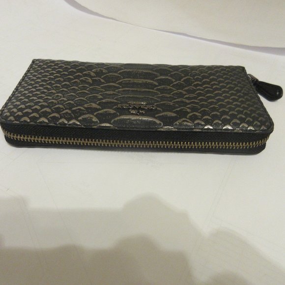 Coach Metallic Leather Accordion Zip Wallet F56283 Gray Snake Python Glitter - Picture 4 of 10
